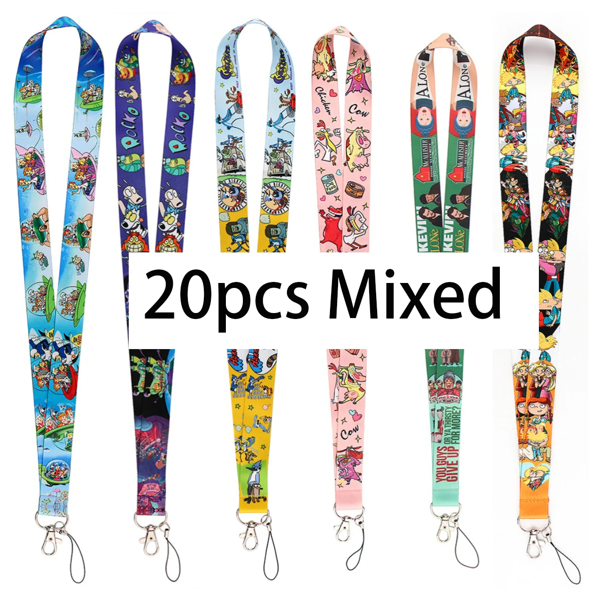 

10/20 шт. смешанная оптовая продажа, ремешок на шею с мультяшным животным, брелок для ключей с держателем бейджа для удостоверения личности, кольцо для ключей, подвесная веревка, лариат