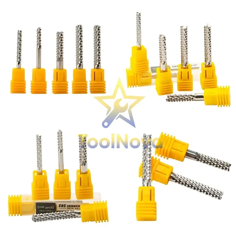 2026*Hotsale* Solid Carbide 3.175/4/6mm Corn Teeth End Milling Machine CNC Circuit Board Carbon Fiber Cutting Tool with OEM