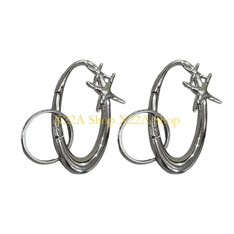 Unique Modern Star Molded Clip Keychains Permanent Metal Circlets for Carry