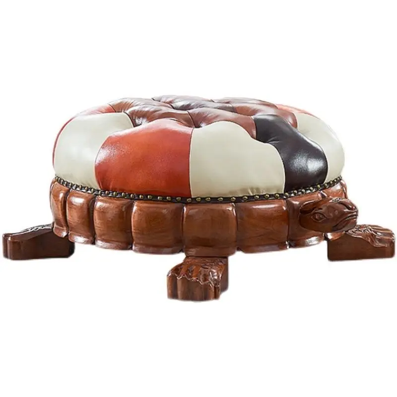 

American solid wood sofa stool living room leather turtle stool children's creative fortune sofa pedal change shoes