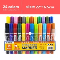 12/18/24/30/40 Colors Double-head Marker Pen Set Colored Oil Pens Waterproof Painting Graffiti Art Supplies Student Stationery