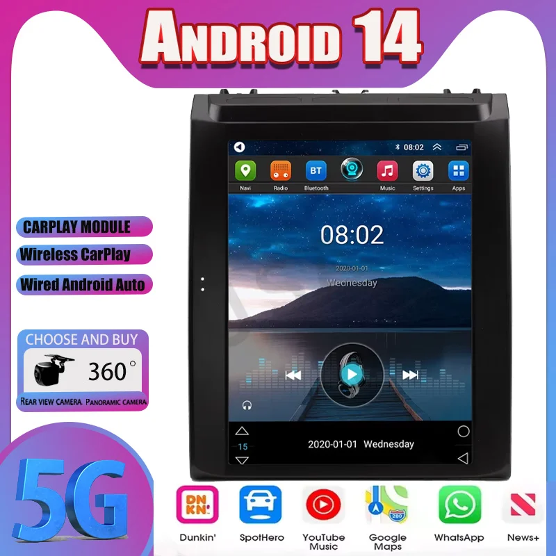 

12.1“ Car Radio Carplay For Ford F150 F250 F350 2015-2022 Android 14 Multimedia Player Stereo GPS Smart Navigation Head unit