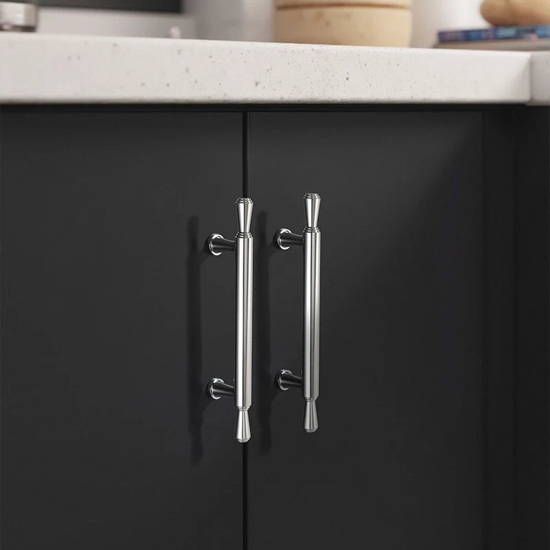Modern minimalist French handles, wardrobes, cabinets, drawers, furniture hardware silver high-end handles