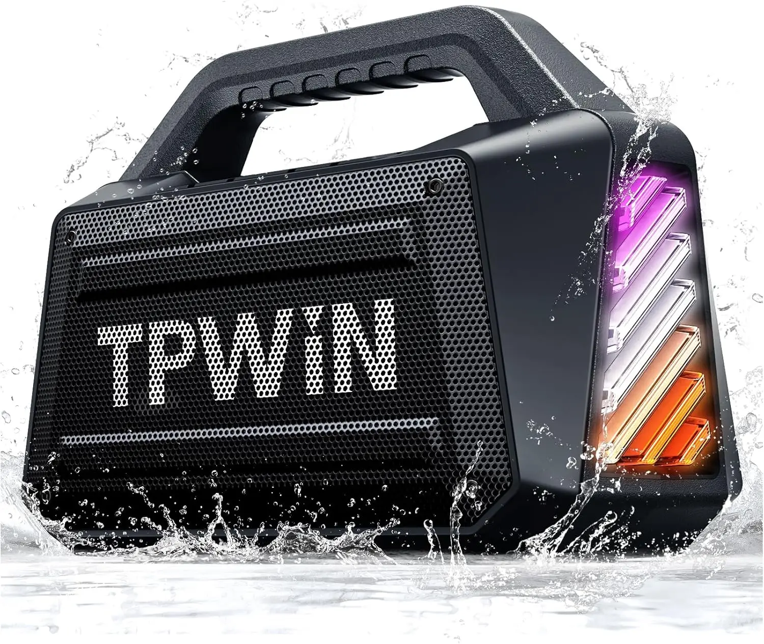 Caixa de Som Bluetooth 80W, IPX6 à Prova d'Água, 20 Horas de Reprodução, Graves Profundos, Show de Luzes, TWS para Viagens ao Ar Livre