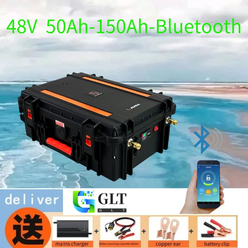 GLT  48V 50Ah 100Ah 120Ah 150Ah Lifepo4 battery for trolling motor boat back up power+20A Charger