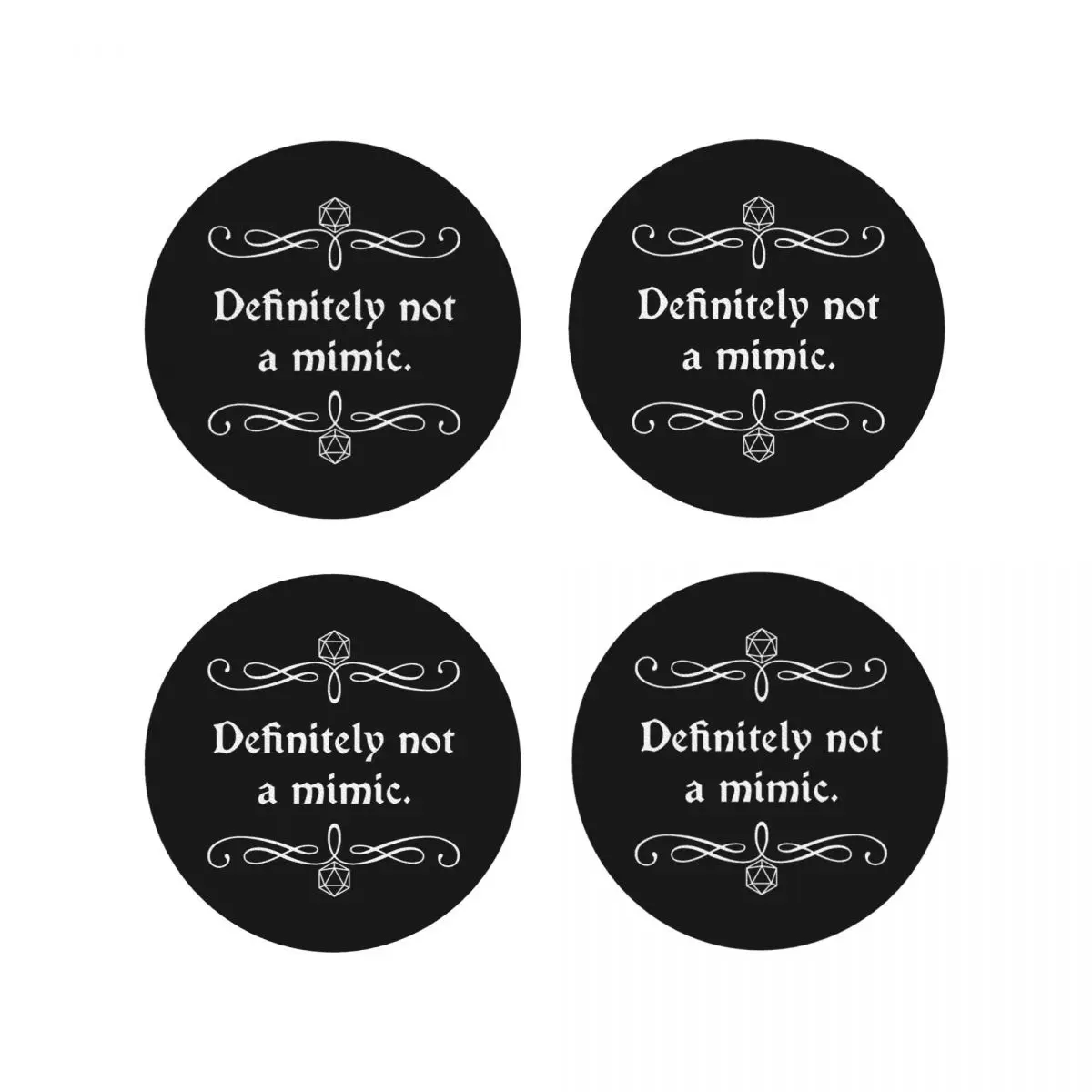 

Подставки для игр Definitely Not A Mimic Dnd, кухонные салфетки, нескользящая изоляционная чашка, кофейные коврики, подушечки для посуды, набор из 4 шт.