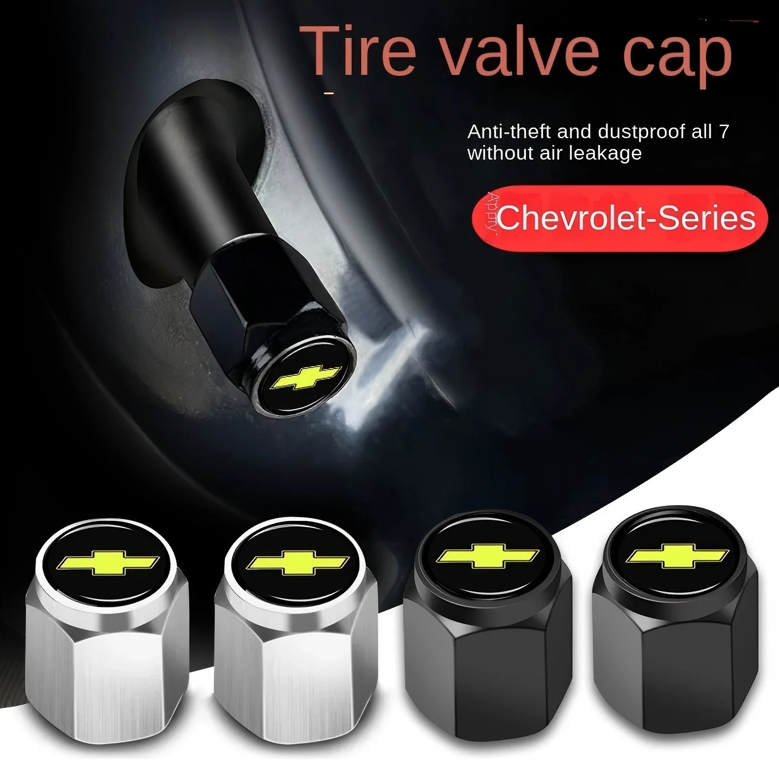 

4PCS Car Wheel Tire Metal Valve Stem Caps For Chevrolet Silverado Impala Malibu Equinox Cruze Spark Aveo Camaro Car Accessories
