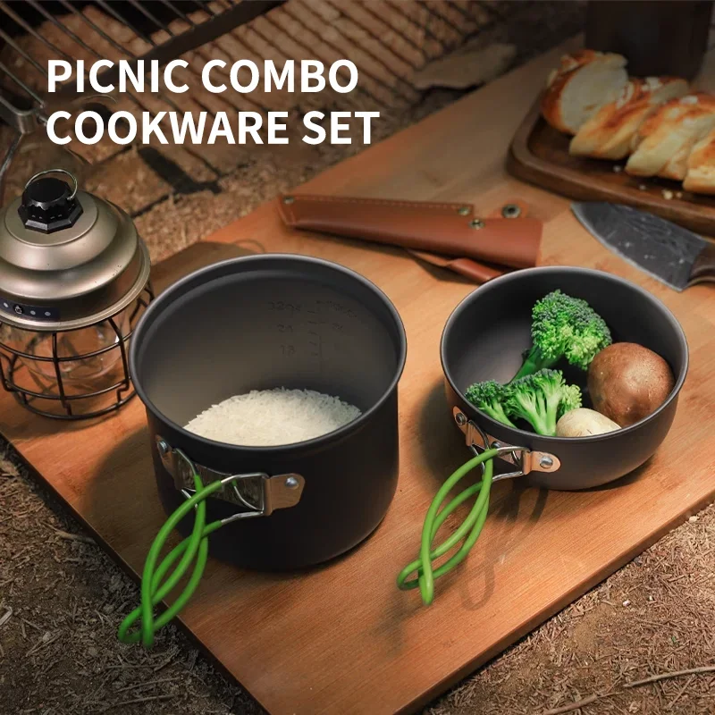 Ultralight Camping Cooking Utensils Outdoor Tableware Pot Set Hiking Picnic Travel Tourist Dishes Supplies Equipment