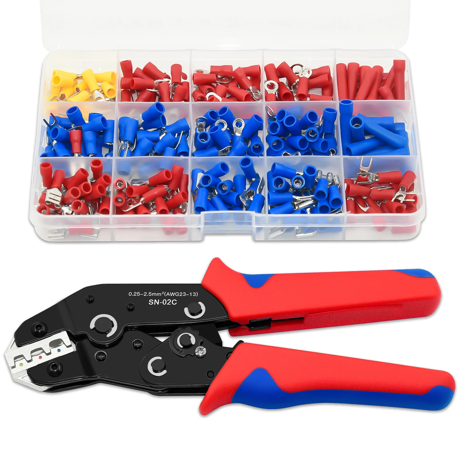 

SN-02C Wire Crimping Plier Set Insulated Wire Versatile Electrical Connector Ring Spade Terminals Cable Lugs Assortment Tool Kit