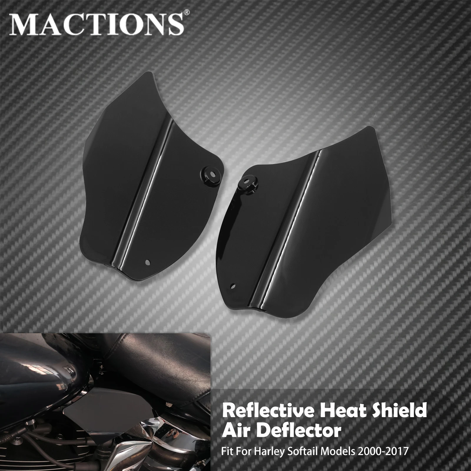 

Motorcycle Reflective Saddle Shields Heat Deflector Saddle Shields Air Heat Deflector For Harley Softail FLS FXS 2000-2017