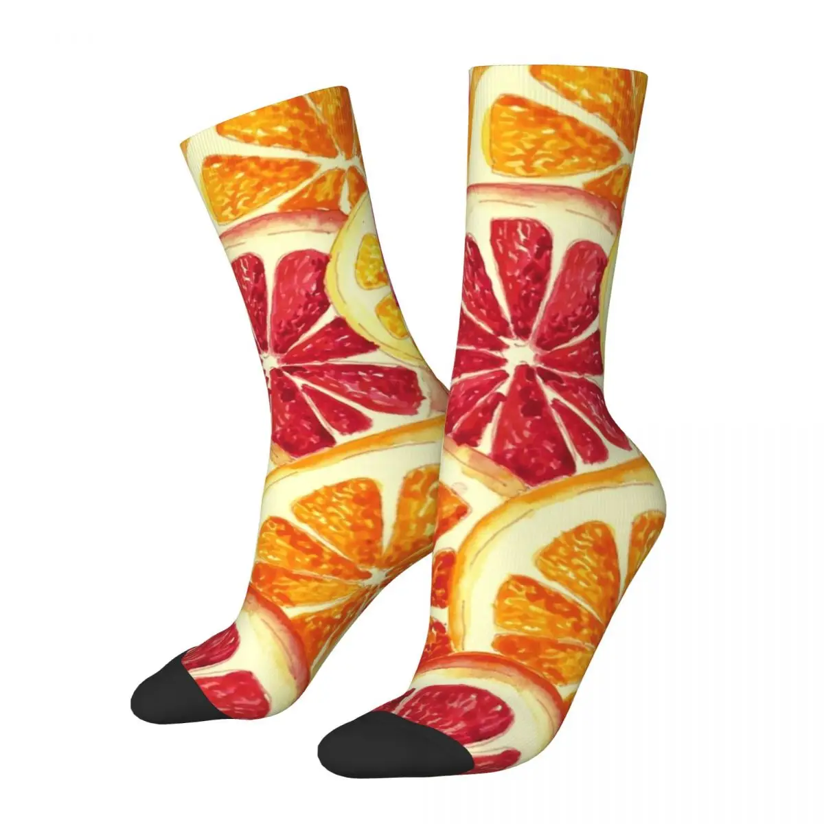 Hip Hop Vintage Citrus Crazy Men's Compression Socks Unisex Fruit Family Street Style Seamless Printed Funny Novelty Crew Sock