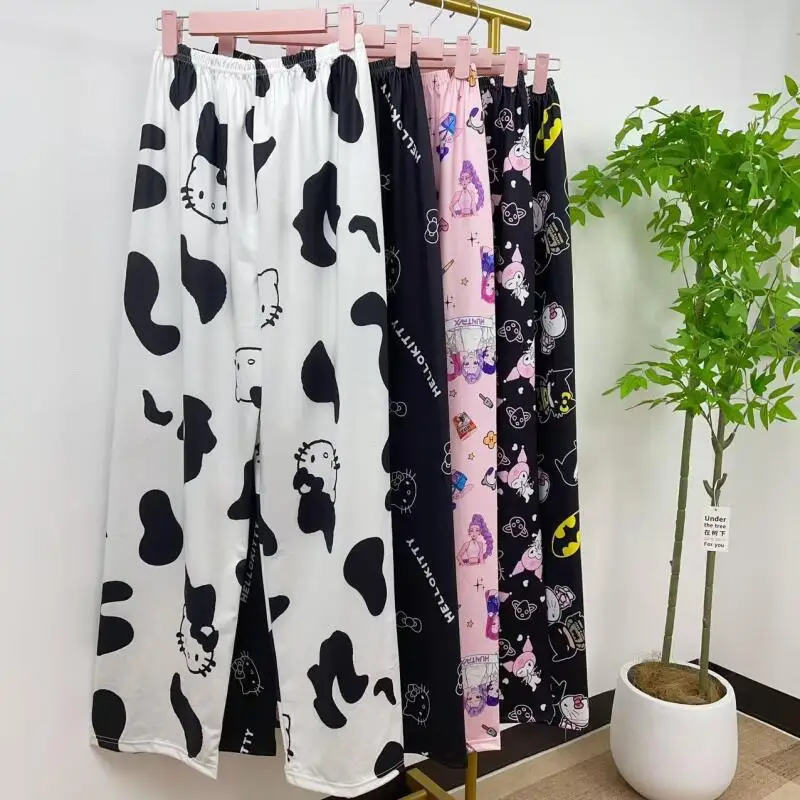 Hellokitty New Pajama Pants for Women Lazy Style Cartoon Loose Spring Autumn Style Home Casual Trousers Can Be Worn Outside Cute