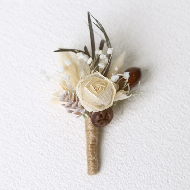 New Mini Flowers Bouquet Boutonnieres Groomsmen Buttonholes damigella d'onore fiore corpetto spilla decorazioni natalizie per matrimoni