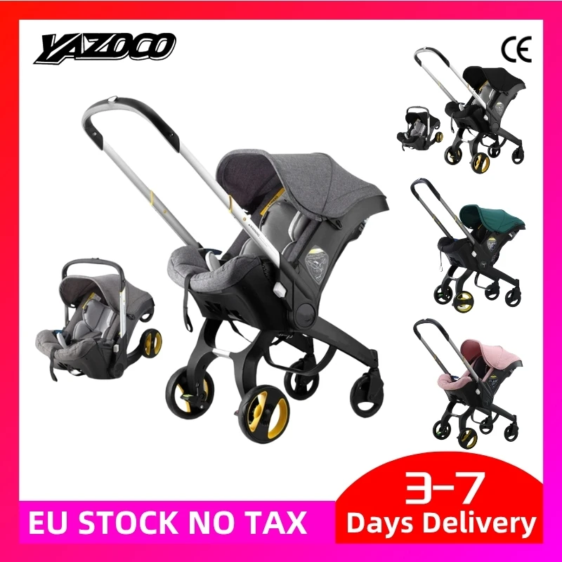 Poussette bébé, poussette bébé 3 en 1, poussette bébé 4 en 1, siège auto, poussette bébé légère, noir