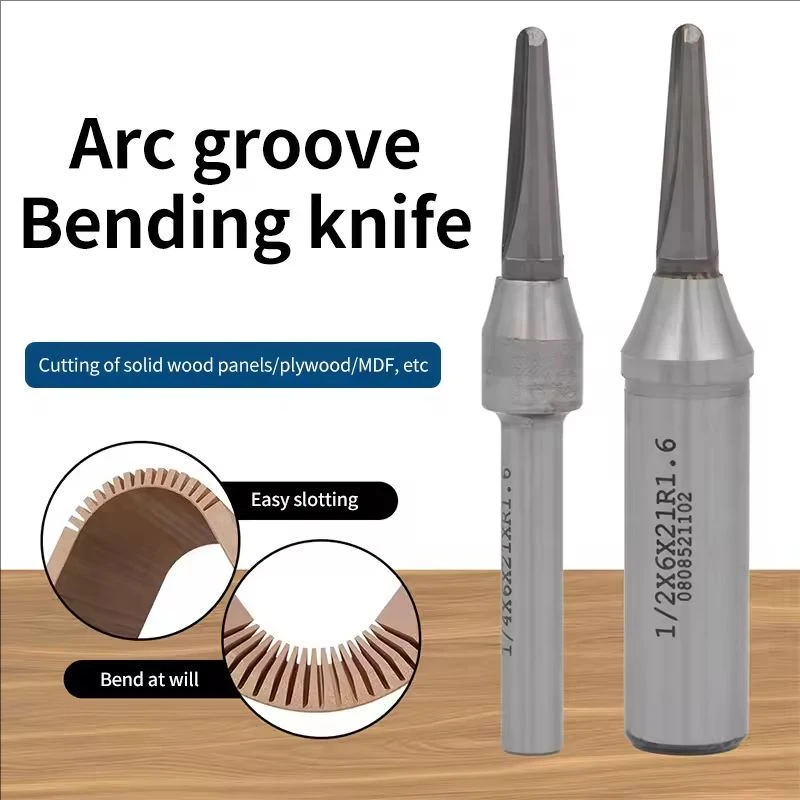 HUHAO 2PCS/1PC TCT Arc Groove Bending Milling CutteV-Shaped Round Bottom Slotter for Wood/Plywood/MDF Easy Slotting Bend at Will