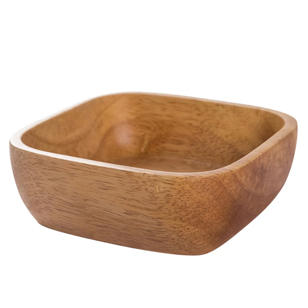 

1pc Wooden Food Serving Bowl Simple Wood Dessert Salad Plate Fruit Tray High-Quality Solid Wood Salad Bowl For Snacks Cakes