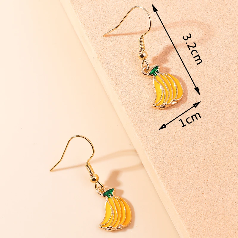 Aihua süße Früchte Ohrringe schöne Emaille Kirsche Apfel Banane Erdbeer Ohrringe für Frauen Tropfen Ohrringe Ohr haken Schmuck Geschenke – Detail 14