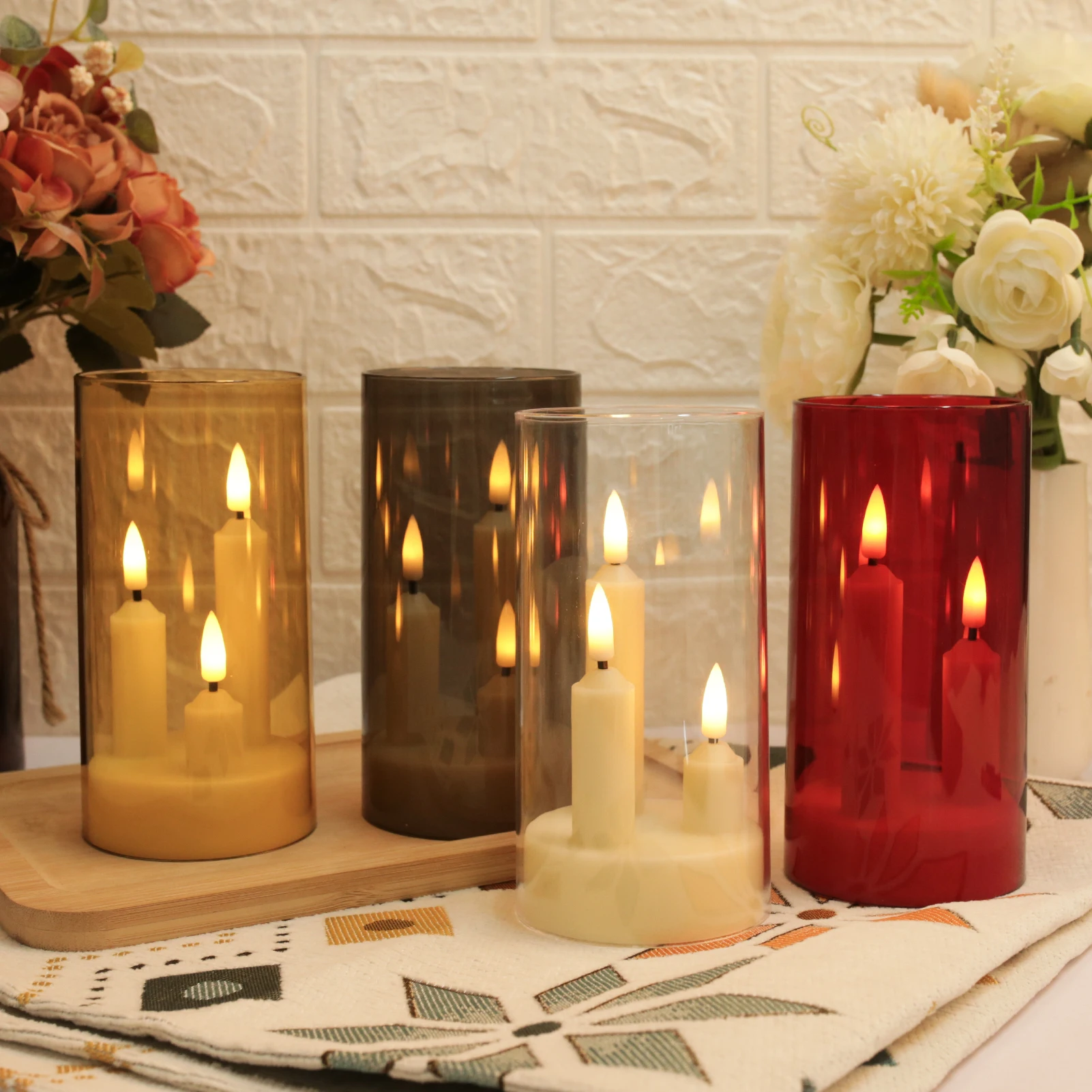 LED Taper Candle Flameless Battery Operated Tea Lights With Acrylic Lampshade Electronic Lamp For Wedding Home Decor Indoor  ﻿