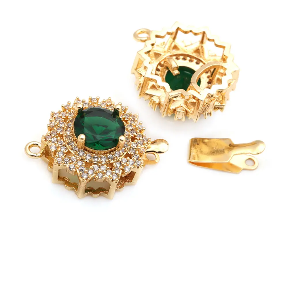 2 مجموعات 18K الذهب اللون النحاس والزركون القلائد المستديرة ربط المشابك عالية الجودة Diy بها بنفسك مستلزمات صناعة المجوهرات للنساء #3