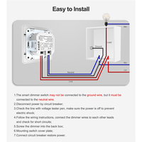 LICE-Tuya Smart Wifi Dimmer Light Switch,Touch Dimming Panel Wall Switch 100-240V,Works For Alexa Google Home