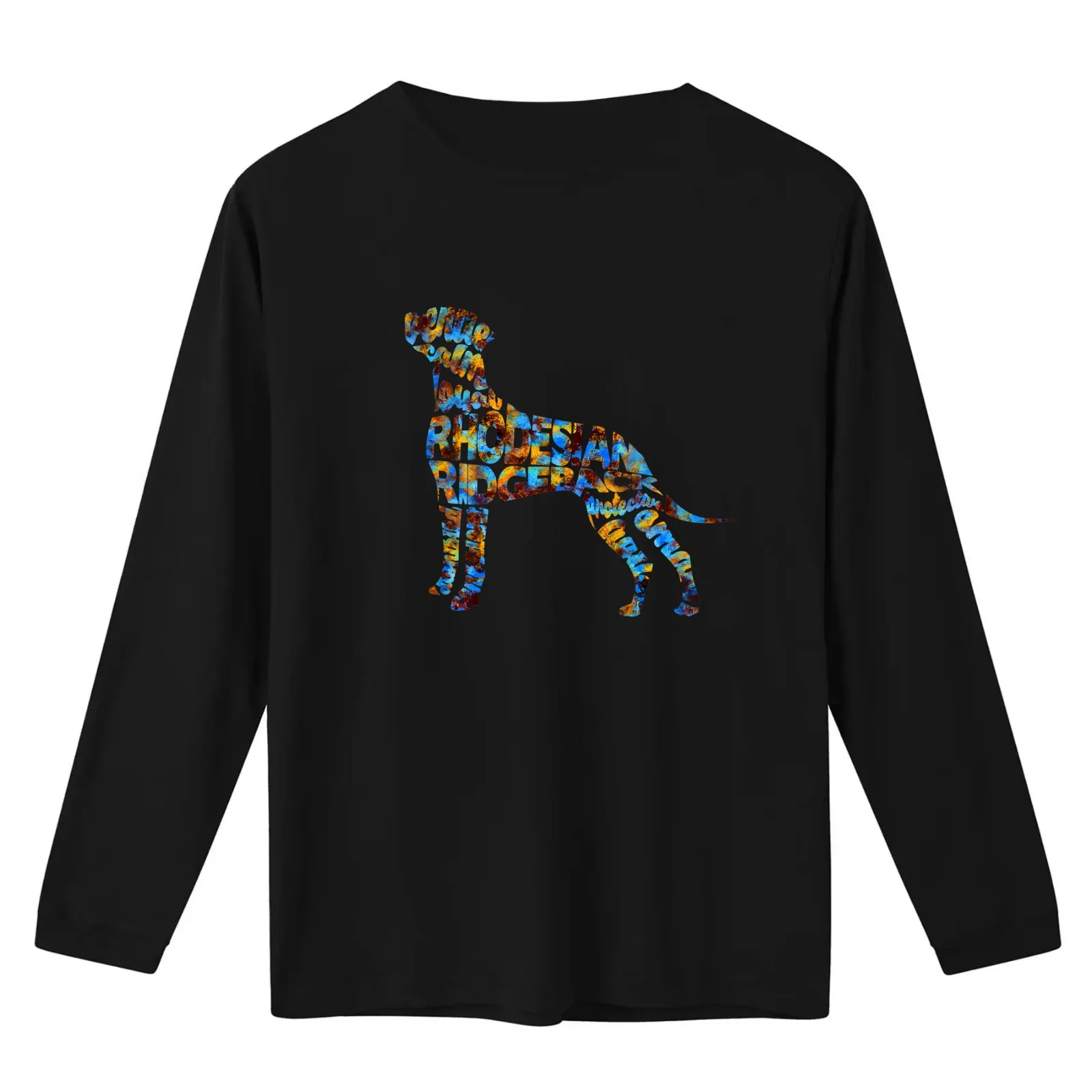 The Rhodesian Ridgeback Typographic Watercolor Painting T-Shirt Summer Casual Cotton Tee Oversized Streetwear Tops