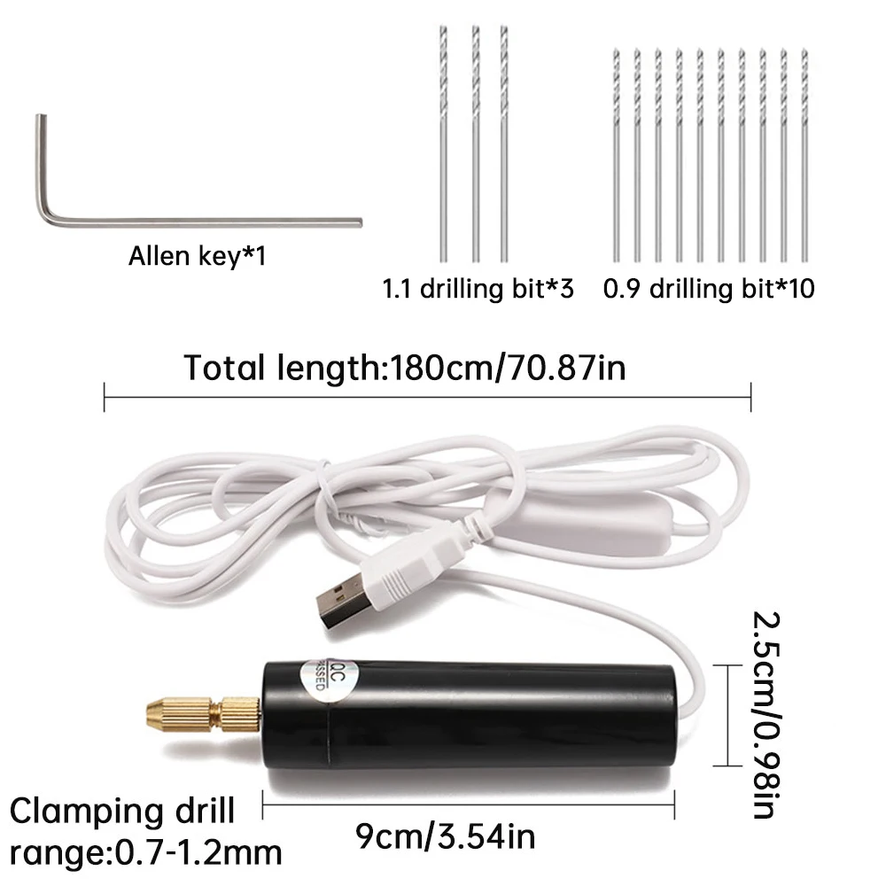 USB Powered Mini Drill Circuit Board Thin Aluminum Plate Drilling Drill With 13 Drill Bits Household DIY Tool