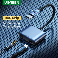 UGREEN USB C AUX 케이블 어댑터 유형 C 3.5mm AUX 이어폰 변환기 DAC 칩 PD QC Huawei iPad Pro Samsung Pixel 충전