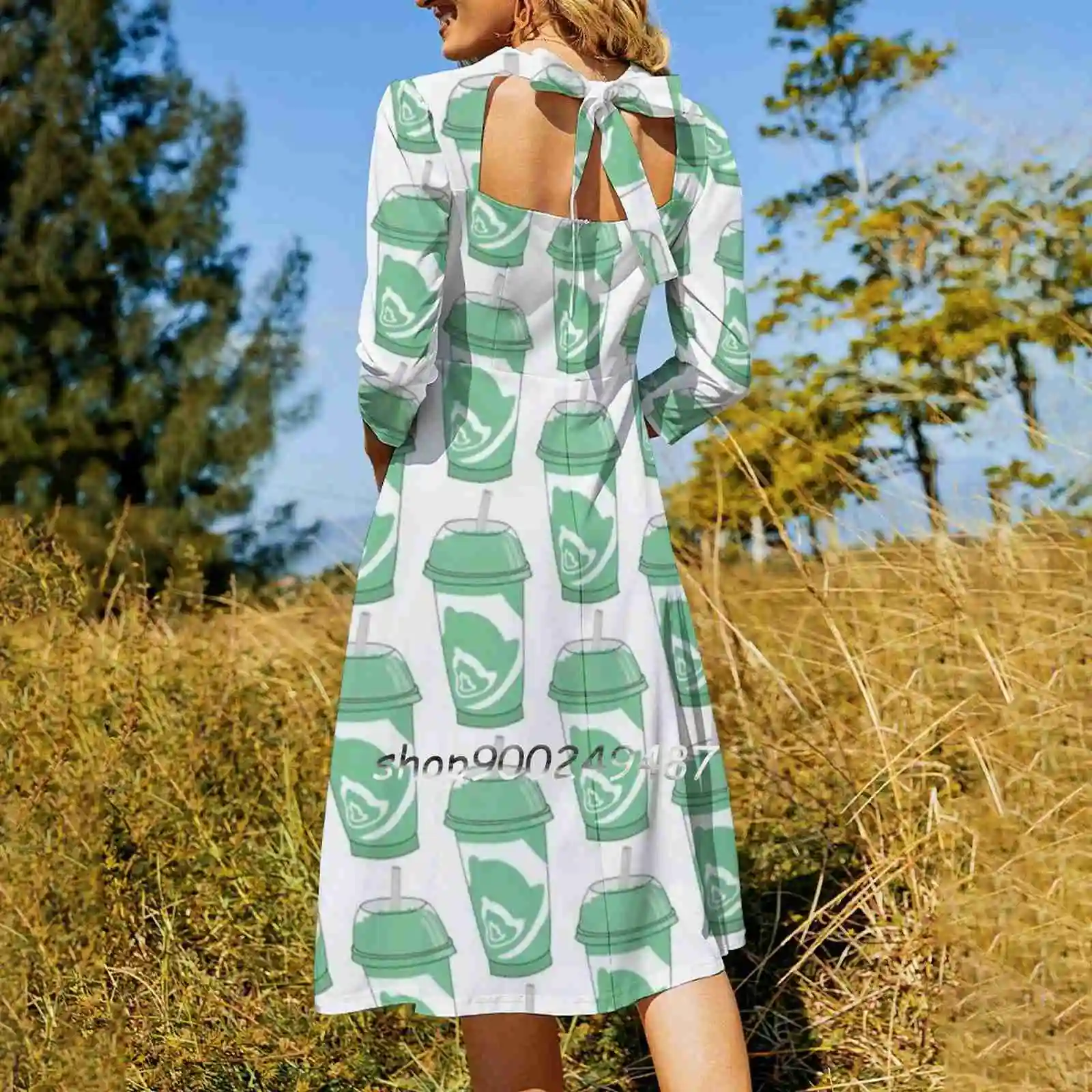 Baja Blast Freeze Sweetheart Knot Flared Dress Fashion Design Large Size Loose Dress Taco Bell Taco Bell Mountain Dew Mountain