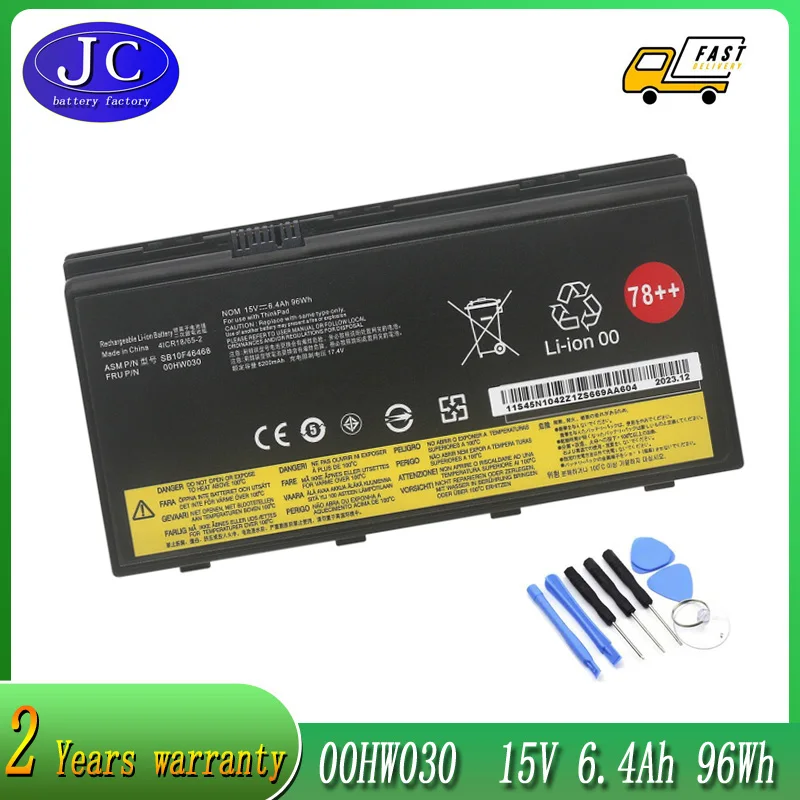 

JCLJF Laptop Battery For Lenovo ThinkPad P70 P71 P72 00HW030 01AV451 SB10F46468 20ER003QGE 20HK0003GE 15V 96Wh 6400mAh 78++