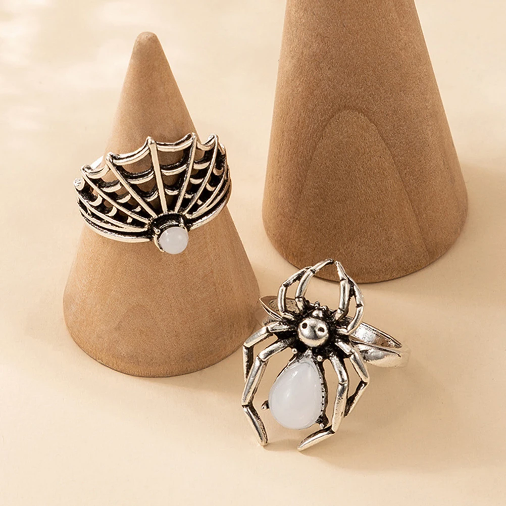 

2pcs Men Women Men Halloween Retro Party Spider Web Women Ring Set Vintage Ring Elegant Fashion Jewelry