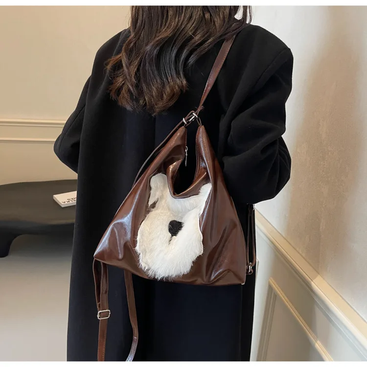 

Женская сумка-тоут большой вместимости с милым мультяшным животным, универсальный рюкзак из мягкой кожи на молнии