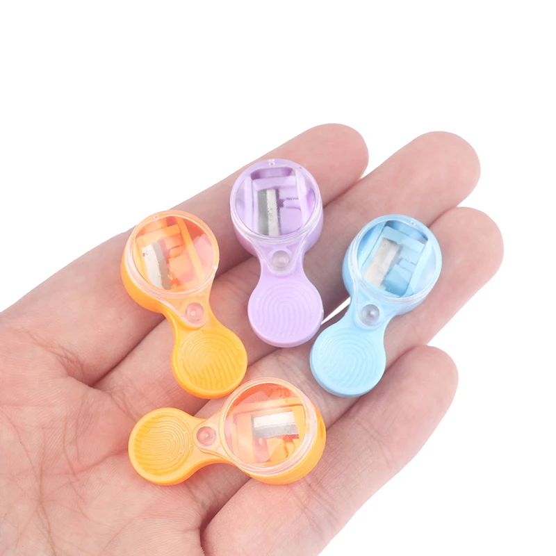 4pcs Color random Mini 2mm Leads Sharpener Portable Sharpener With Magnifying Glass Sharpening Tool Pointer Pencil Sharpener