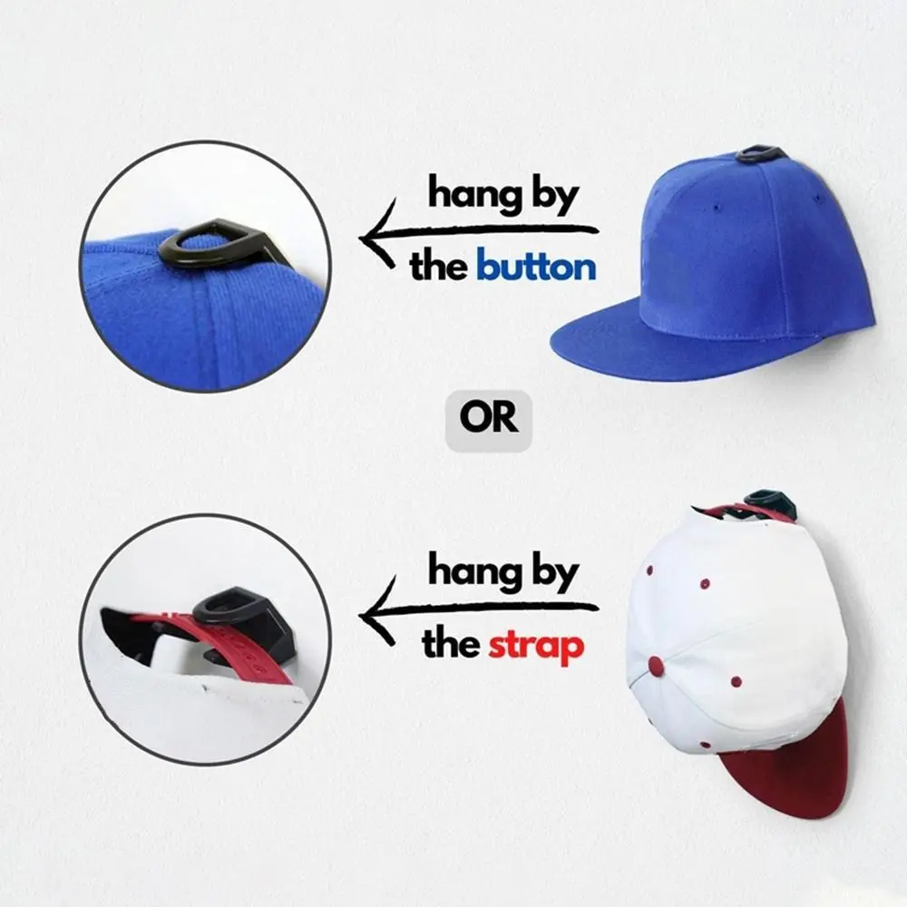 10Pcs Plastic Hat Display Hooks Wall Mounted Self Adhesive Baseball Cap Storage Rack Space Saving Baseball Caps Hangers Store