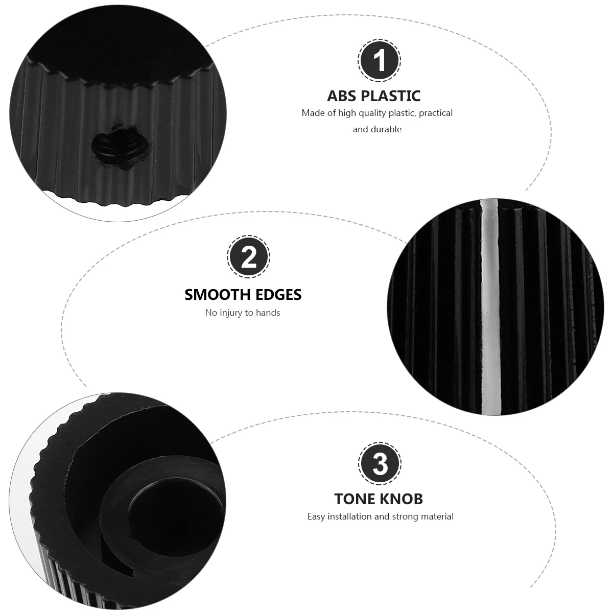 

6 Pcs Controller Guitar Knob Electric Guitars Tone Volume Aluminum Switch for Black Abs Plastic Professional