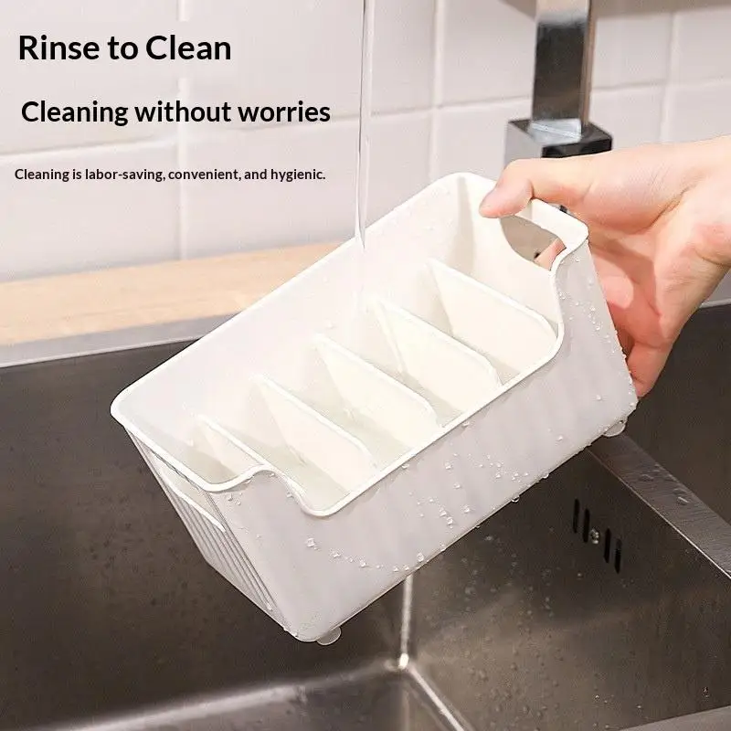 Kitchen Organizer For Spices, Snacks And Small Items Clear Plastic Seasoning Storage Box With 5 Adjustable Divider Versatile