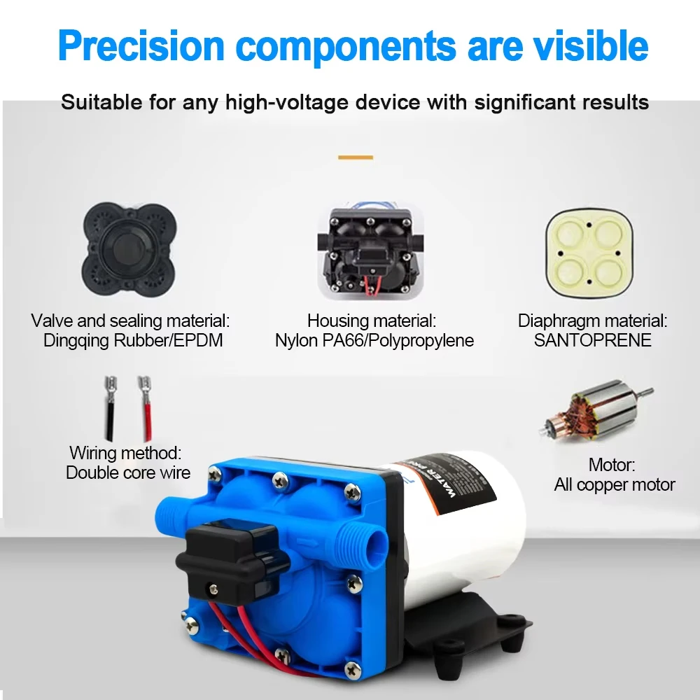 Water Pump DC Diaphragm Water Pump 12V/24V Sprayer Self-Priming Pressure Pump 4.0GPM/5.5GPM for Car Washing and Irrigation