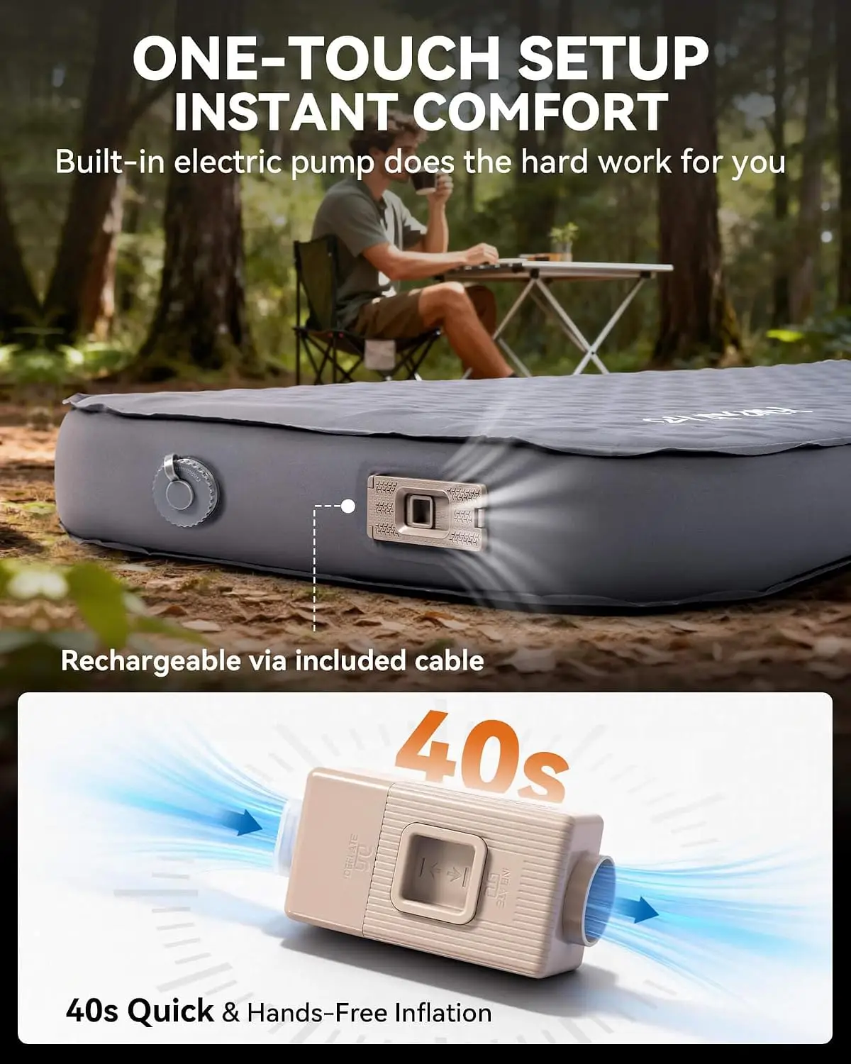 4 Inch Dual Foam-Air Self-Inflating Camping Mattress R9.5 Thermal Insulation Portable Four-Season Pad For Tent Car Cot Truck Camping Rest