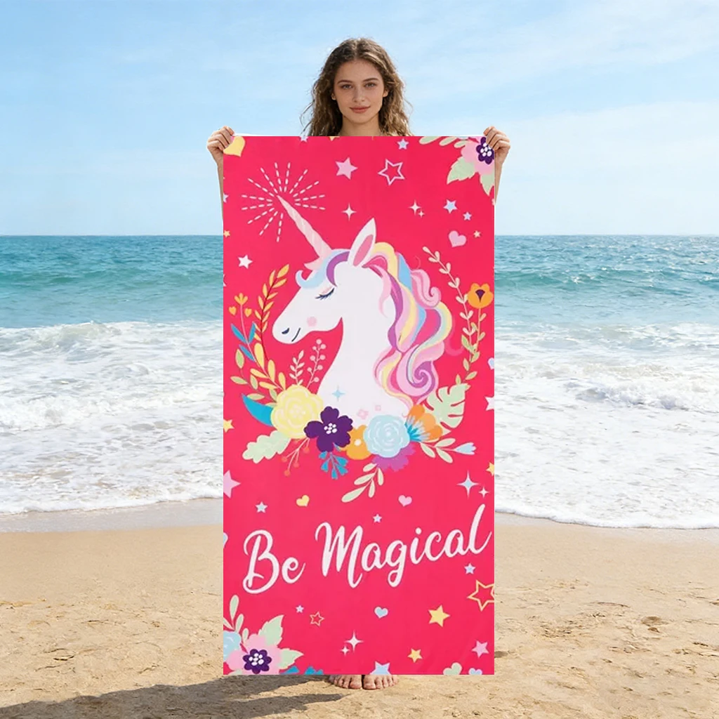 

Magical Unicorn Beach Towel Bright Color Design Quick-drying Super Absorbent Suitable for Beach Pool Gift for Friends Children