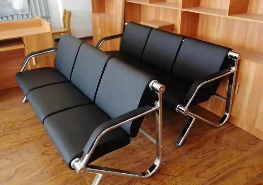 Moderno de alta qualidade estável durável 1.2mm espessura do tubo laminado a frio estrutura de aço couro hospital aeroporto recepção cadeira de espera