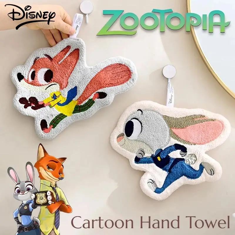 Zootropolis Judy Nick Hand Towel Kawaii Disney Cute Anime Toys Coral Velvet Absorbent Quick Drying Hanging Towel Home Products