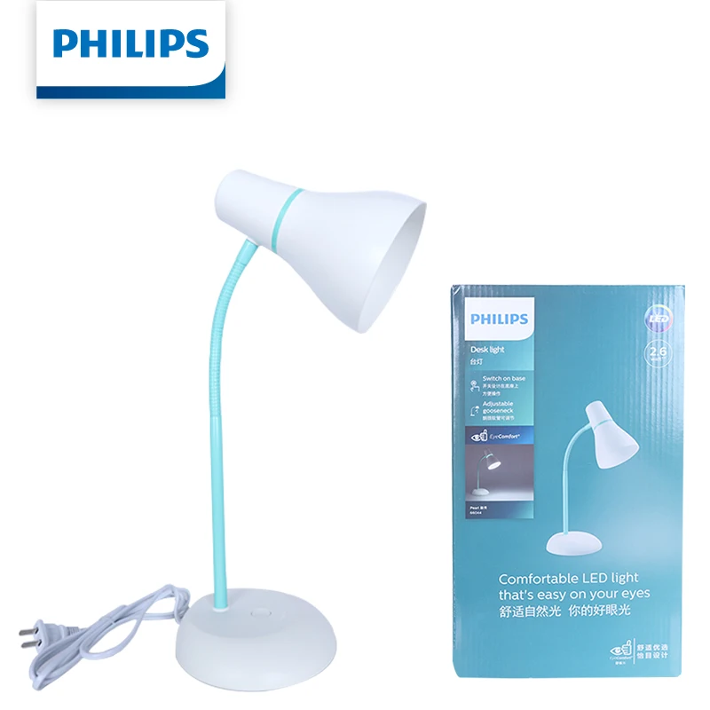 

Настольная LED-лампа Philips с гибкой штангой, 4000K нейтральный свет, 3-уровневое сенсорное диммирование