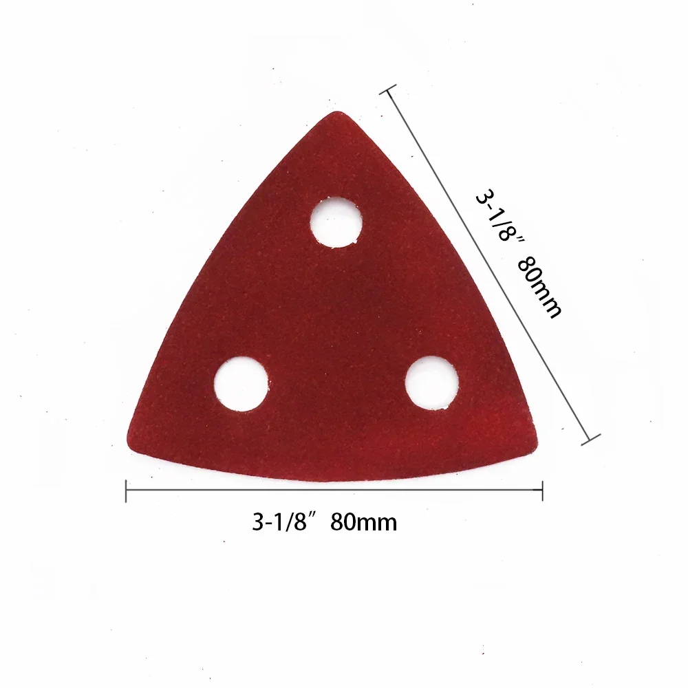 20PCS Triangle Sanding Disc 3.15 Inch Hook and Loop 90mm Sandpaper 3 Holes For Wood Detail Oscillating Tools Sander 40-400 Grit