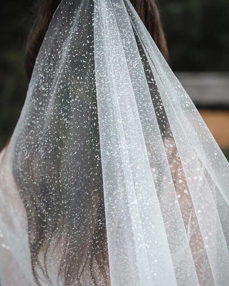 Mr nut Glitter Wedding Veil Sparking Bridal Veil 1 Tier Luxury Cathedral Length Champagne Colored Bride Accessories VEU