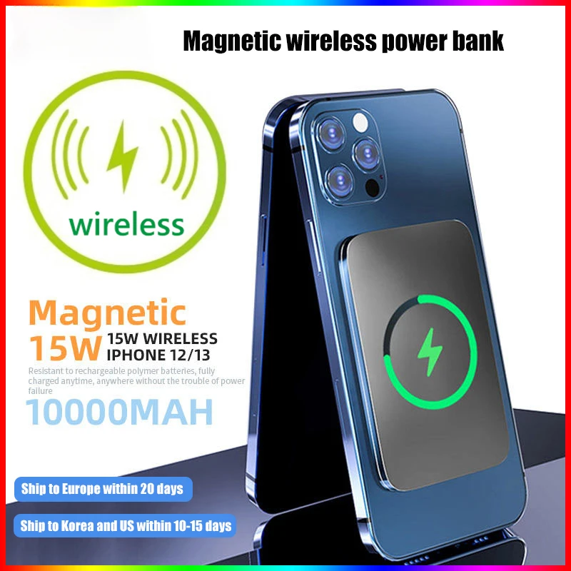 10000mAh Magnetic Wireless Charger Portable Macsafe Power Bank For iPhone 15 14 13 Pro Max External Auxiliary Battery Powerbank