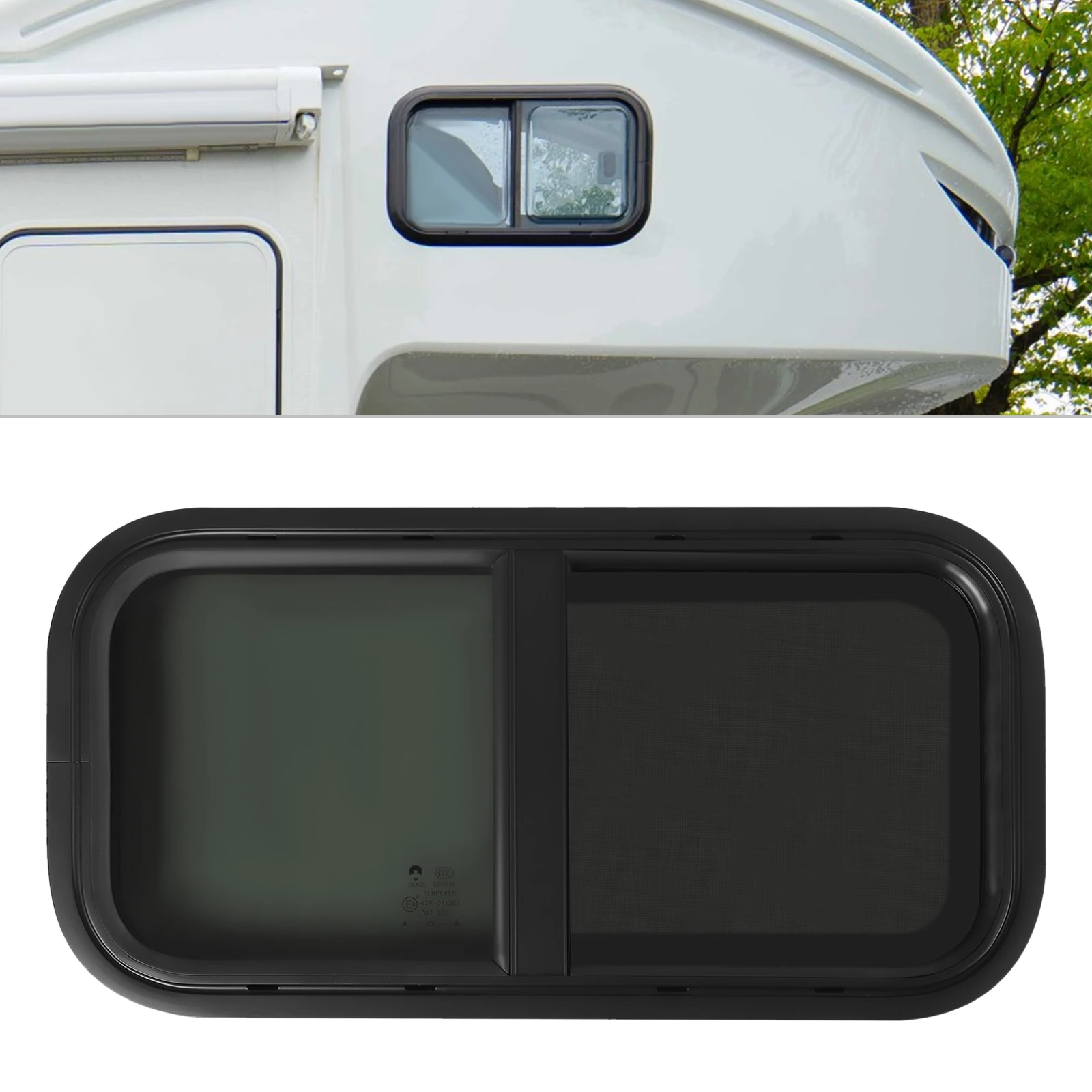 Universal RV Sliding Window, Aluminum Sliding Window with Insect Proof Mesh for RV/Trailers/Pickup/Teardrop, Caravan Supplies