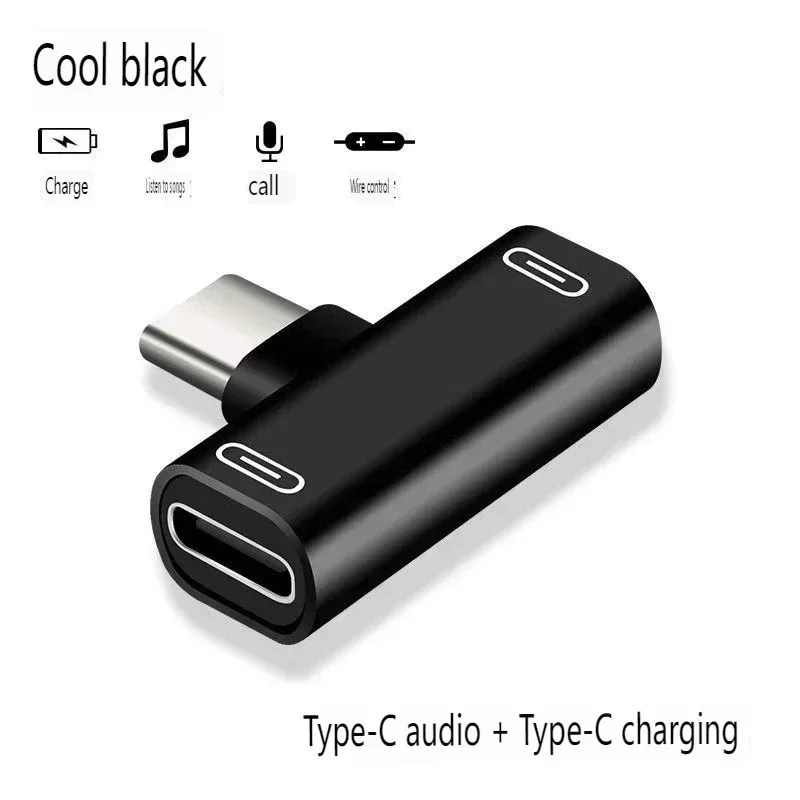 2 In 1 USB C Splitter Type C Male To Dual Type C Female Headphone Charger Adapter Splitter Converter