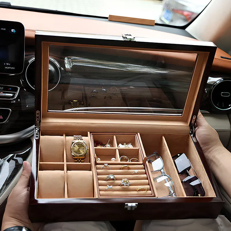 Hxl watch & sunglasses organizer jewelry storage box home display