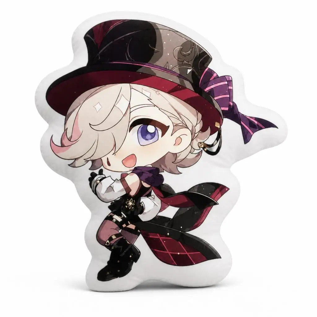Genshin Lyney Magician Anime Chibi Fontaine Gamer Plush Pillow Cushion Irregular Stuffed Throw Pillow Home Decor Gift Sofa Bed