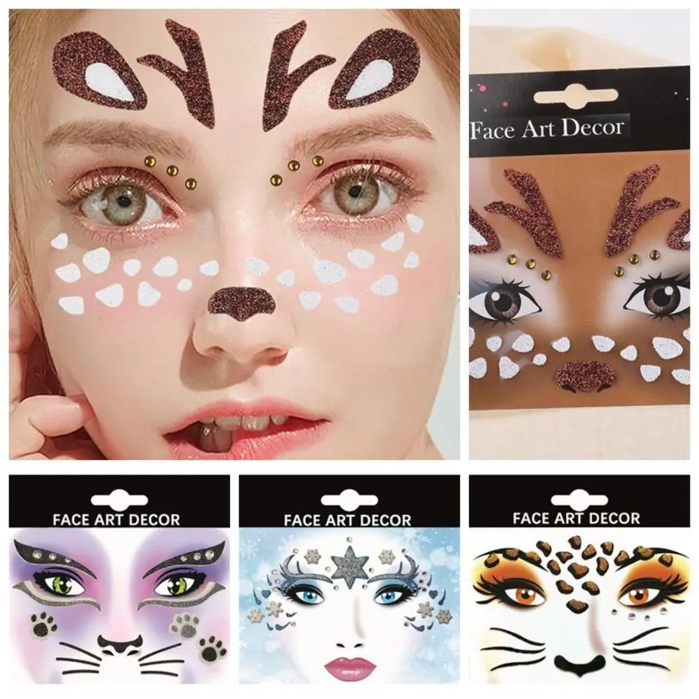 

for Christmas Make Up Halloween Party Animal Face Sticker Self-adhesive Sticker Deer Face Sticker