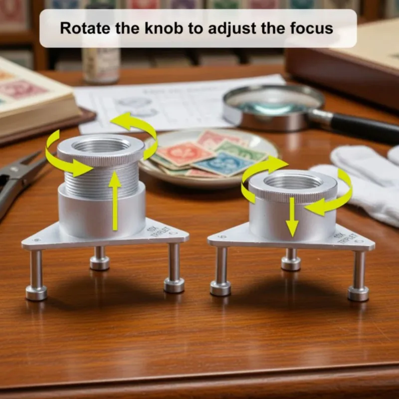 AS60-Triplet 10X Loupe Magnifier, Desktop Jewelry Loupe Featuring 3 Legged Support Stand, 21Mm Optical Lens& Adjustable Focal